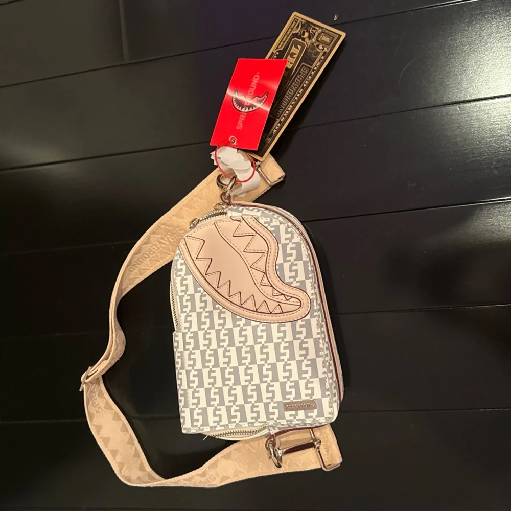 Sprayground Tan and Gray Patterned Bag - Picture 1 of 7